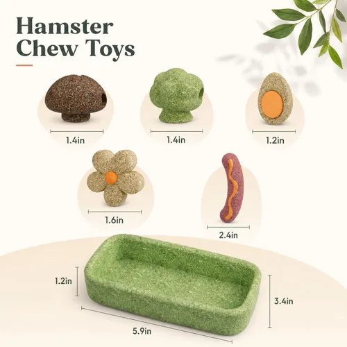 Vista 2 de Hamster Chew Toys, Edible Guinea Pig Toys 3-in-1 Set, 7 Pieces