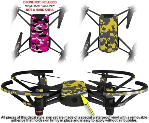 Vista 2 de Skin Wrap 2 Pack para DJI Ryze Tello Drone wraptorcamo caliente rosa de camuflaje Digital Drone No Incluidas