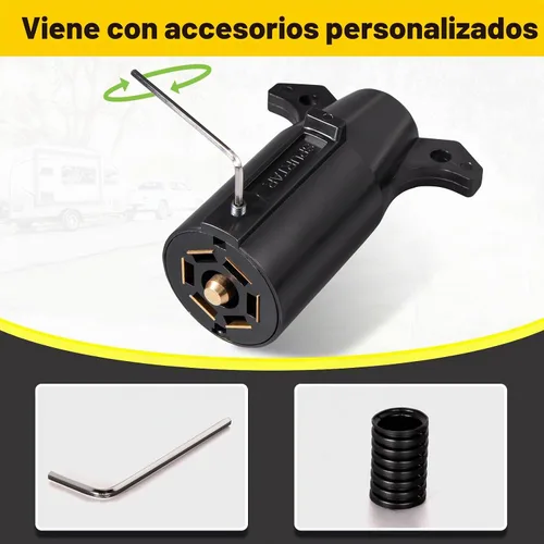 Vista 5 de Spurtar Enchufe de remolque de 7 pines redondo de 7 vías, estilo RV, hoja plana, arnés de cableado de luz de remolque, conector de repuesto
