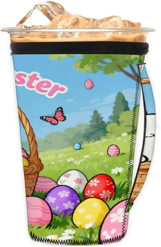 Vista 23 de Funda aislante reutilizable de neopreno con piel de camuflaje del ejército para bebidas, con asa, para la mayoría de cafés o bebidas heladas, 16-18