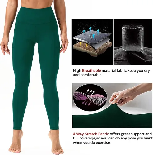 Vista 5 de KUTAPU Leggings de entrenamiento para mujer, leggings de cintura alta, pantalones de yoga suaves de 78 de longitud con bolsillos