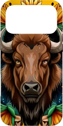 Vista 22 de American Bison with Sunflower Wreath Kansas State Tattoo Art Case for iPhone XR