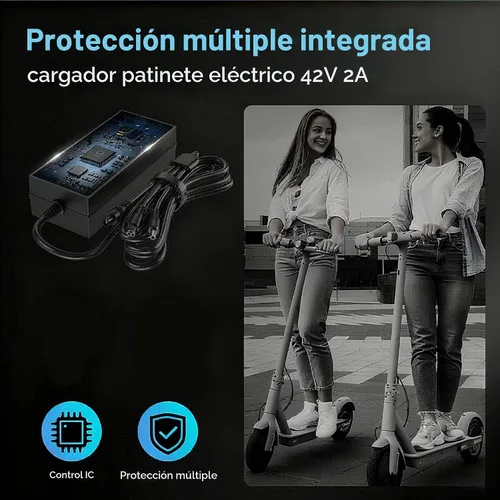 Vista 5 de EVAPLUS Certificado SGS Cargador de 42 V, 2 A, Adaptador de corriente con puerto CC hembra de 5,5 mm-2,5 mm/2,1 mm, Compatible con GOTRAX GXL V2
