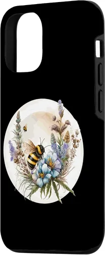 Vista 2 de Funda para iPhone 15 con diseño de flores botánicas de abejorro y plantas de acuarela para iPhone 15