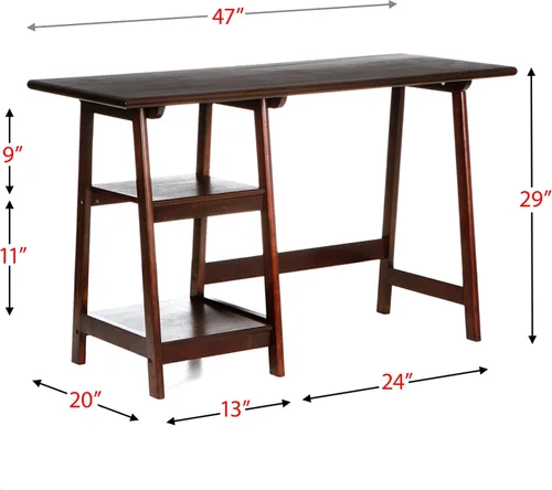 Vista 8 de SEI Furniture Langston - Escritorio espacioso con 2 estantes fijos con marco A, color espresso (modelo: HO9246)