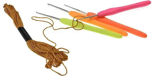 Vista 6 de Lind Kitchen 4 ganchos de ganchillo, kit de ganchos de ganchillo de encaje con mango multicolor, agujas de metal para tejer con asas suaves