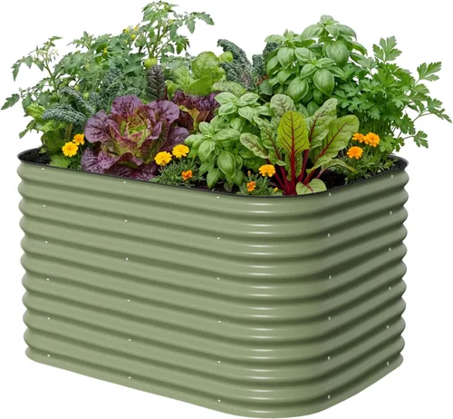 Vista 36 de Vego garden Jardinera elevada redonda de 32 pulgadas de alto y 42 pulgadas para jardín, para verduras, flores, patio, gris moderno