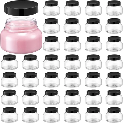 Vista 16 de Mumufy 60 tarros de plástico con tapas, recipientes redondos vacíos de viaje para cremas, tarros cosméticos recargables para lociones, exfoliante