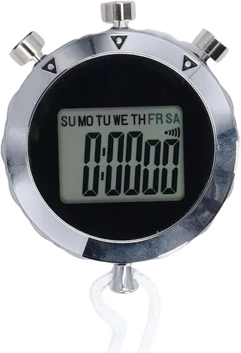 Vista 2 de RiToEasysports Cronómetro cronómetro, cronómetro digital de mano de 0.01 segundos con calendario de alarma para correr, fútbol, fitness