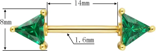 Vista 2 de Excepro Nipplerings Barbell 316L quirúrgico SS negro CZ pezón barra brillante pezón piercing hada, Piedra preciosa Metal, circonita cúbica