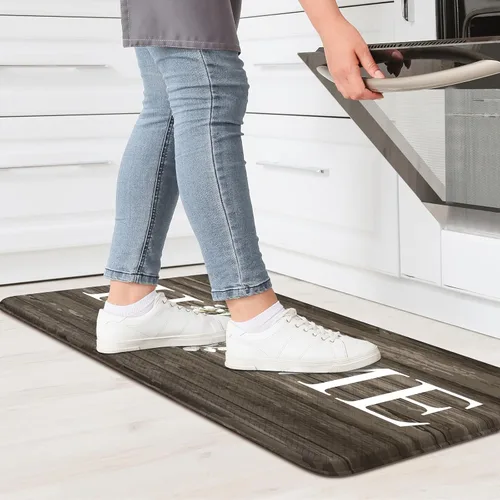 Vista 8 de KIMODE - Alfombra de cocina antifatiga para el piso, de 17.3 x 29 pulgadas, alfombra de cocina de estilo rústico, antideslizante, acolchada