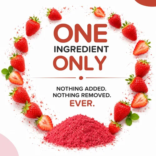 Vista 4 de Polvo de fresa liofilizado orgánico de fresas orgánicas liofilizadas – Rico en fibra, para batidos, hornear y colorante natural de alimentos rosa