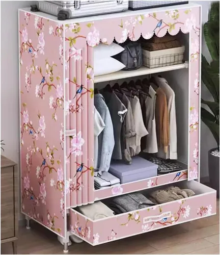 Vista 8 de Armarios grandes Armario portátil con cajón Armarios para dormitorio colgante de metal hierro ropa armario ahorra espacio armario ahorro de espacio