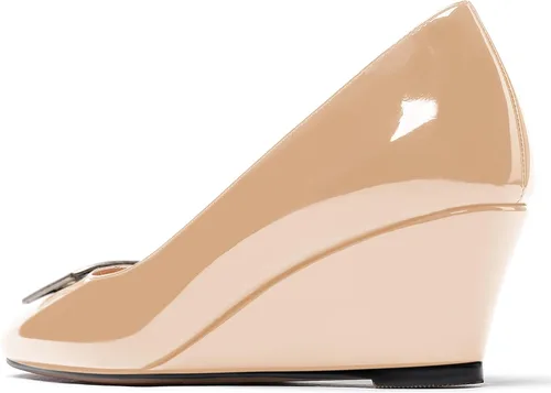 Vista 7 de WAYDERNS Zapatos de vestir de noche de tacón bajo con hebilla de metal dorado y puntera cuadrada para mujer, zapatos de vestir de noche de 2 pulgadas