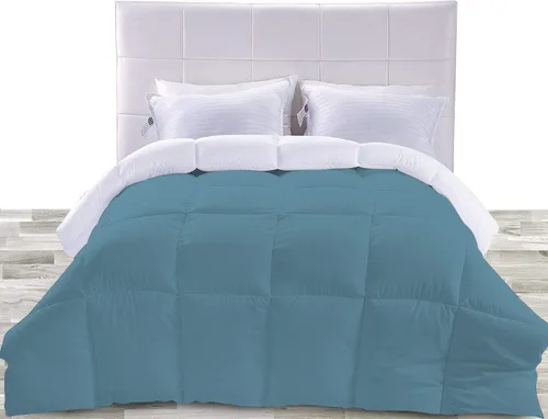 Vista 15 de BedDecor Edredón reversible de microfibra de alta calidad de 400 GSM, relleno de microfibra de 15.16 oz/m², 600 hilos, 100% algodón egipcio sólido