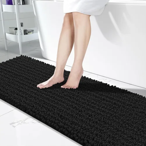 Vista 83 de Yimobra Alfombras de Baño Antideslizantes Lavables - Alfombra de Baño de Chenilla Ultra Suave Absorbente, Alfombra Peluda de Secado Rápido para Negro