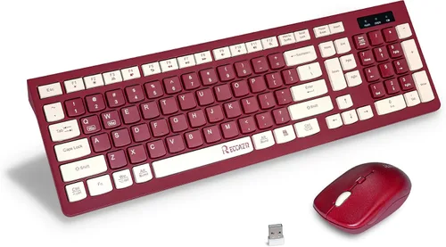 Vista 11 de Reccazr - Combo de teclado y mouse inalámbricos, teclado y mouse de tamaño completo 2.4G, inalámbrico, mouse ajustable de 3 DPI, teclado de doble