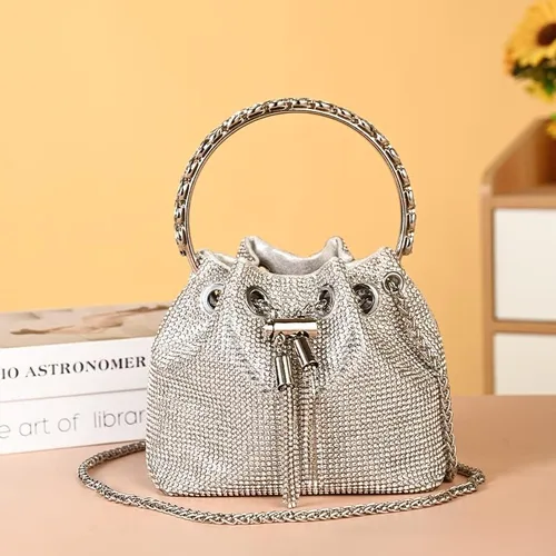 Vista 2 de Chlemeter Bolsa de noche con cristales para mujer monederos de mano con diamantes de imitación brillantes para boda graduación fiesta club bolso