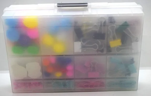 Vista 7 de AideTek medio transparente CAJA-ALL-24 piezas pequeñas cuentas papelería joyero organizador para piezas clasificadas 3 tamaños 24 compartimentos