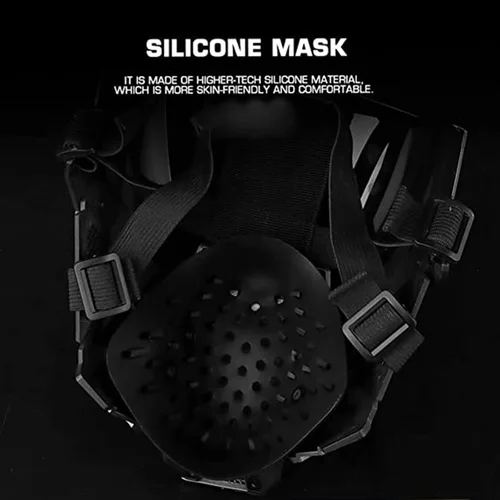 Vista 6 de JAUPTO Máscara Cyber Punk para cosplay, máscara genial, máscara Techwear, decoraciones de Halloween, para fiestas y festivales de música