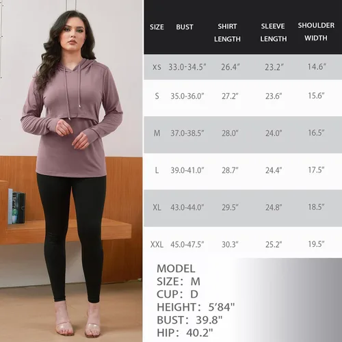 Vista 105 de GINKANA Sudadera con capucha para mujer, manga larga, lactancia materna, ropa casual