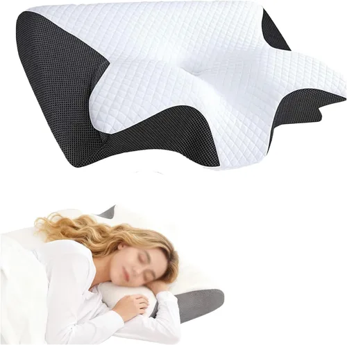 Vista 9 de Almohadas ergonómicas para el dolor de cuello y hombros, almohada de espuma viscoelástica, almohadas ortopédicas para dormir de lado, almohada Azul