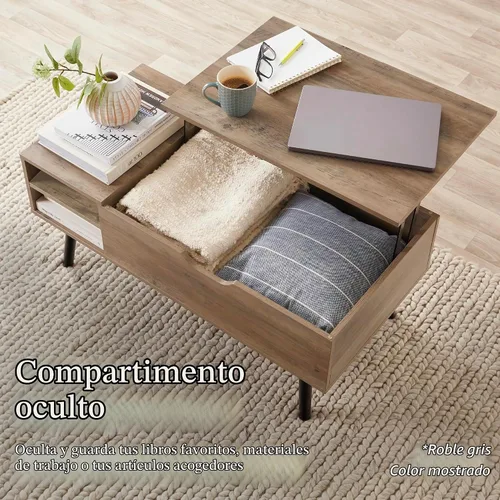 Vista 5 de Best Choice Products Mesa auxiliar elevable, mesa de centro multifuncional de madera de mediados de siglo para sala de estar con almacenamiento