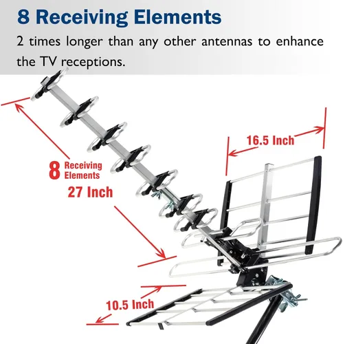 Vista 6 de Five Star - Antena de TV para exteriores HDTV de largo alcance de hasta 200 millas, antena de TV para instalar en ático o techo, antena digital OTA