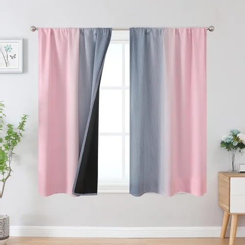 Vista 25 de Estelar Textiler Cortinas oscurecedoras beige y blanco grisáceo de 45 pulgadas de largo, cortinas graduadas con bloqueo de luz para baño, cortinas