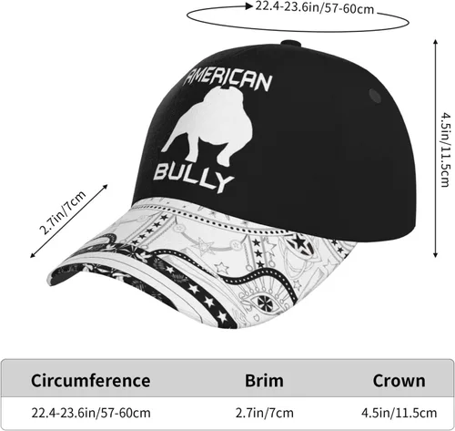 Vista 2 de American Bully Dog Hat Adjustable Baseball Cap for Men Women Dad Hat
