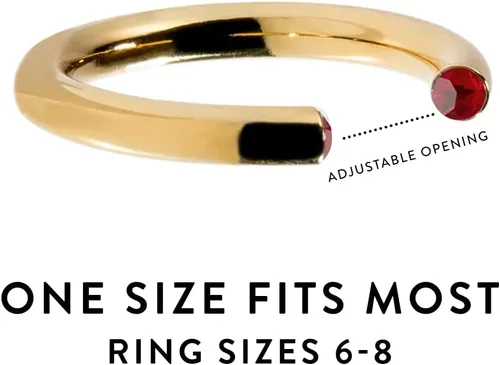 Vista 4 de Stella Valle Birthstone Ring Adjustable 18K Gold Plated Ring for Women with Swarovski Crystals Stackable Gold Ring Gift for Her Mother's Day