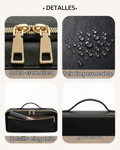 Vista 5 de BAGCRAZY Bolsa de viaje para herramientas para el cabello con alfombrilla resistente al calor, funda organizadora de herramientas para cabello Negro