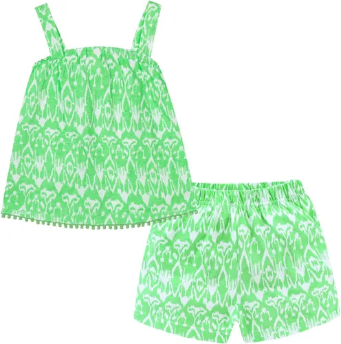 Vista 122 de LittleSpring Conjunto de verano para niñas con camiseta sin mangas y pantalones cortos florales