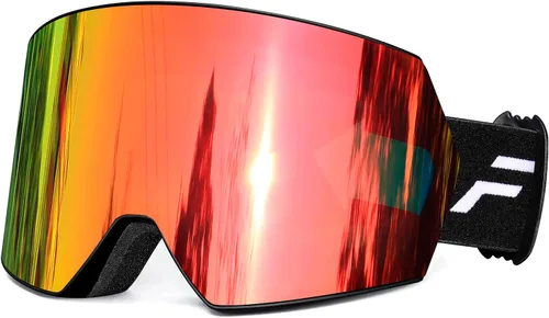Vista 10 de FMY - Gafas de esquí para hombres, mujeres y jóvenes - Gafas de snowboard y esquí con protección antivaho UV400 para adultos