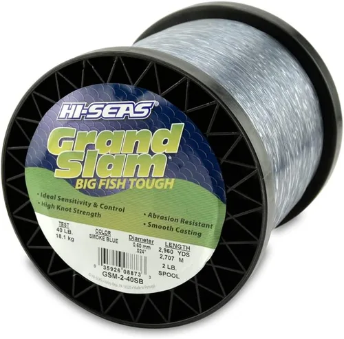Vista 31 de HI-SEAS Grand Slam - Sedal de pesca de monofilamento, fuerte y resistente a la abrasión, en agua dulce y salada transparente, rosa, verde, azul