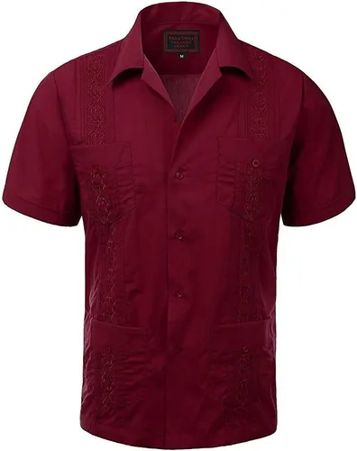 Vista 2 de Maximos Men's Short Sleeve Button-up Cuban Guayabera Dress Shirt