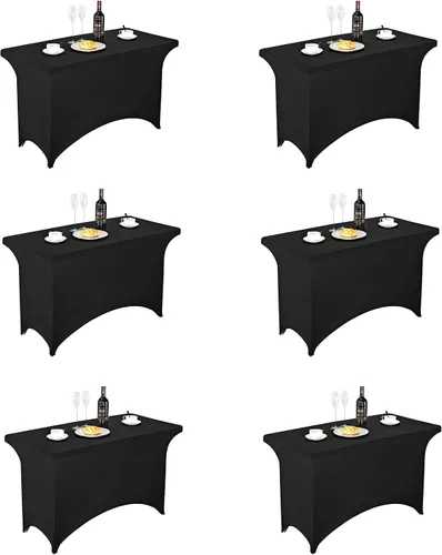 Vista 21 de FORLIFE - Funda de mesa de elastano, mantel ajustado de 4 pies para mesas rectangulares, funda elástica para patio, universal para bodas, banquetes