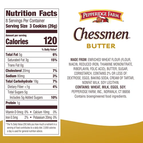Vista 2 de Pepperidge Farm Chessmen Galletas de mantequilla, bolsa de 7.25 onzas (el embalaje puede variar)