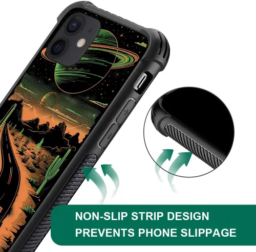 Vista 5 de CARLOCA Funda compatible con iPhone 11, diseño de carretera del desierto naranja alienígena, ultra protección, a prueba de golpes, de silicona