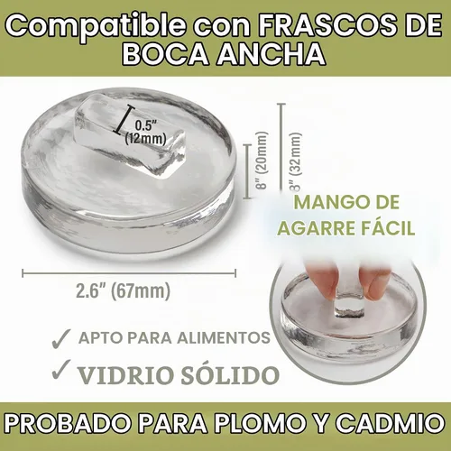 Vista 3 de Pesas de fermentación de vidrio para fermentación Asas de fácil elevación Juego de 4 pesos de pepinillo para frascos de boca ancha