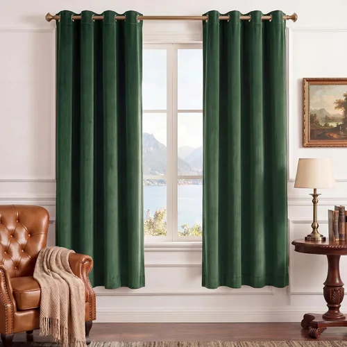 Vista 59 de StangH Cortinas de terciopelo gris de 84 pulgadas para oscurecer la habitación, con aislamiento térmico, cortinas gruesas y pesadas para sala
