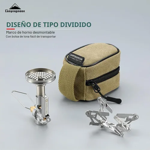 Vista 6 de CAMPINGMOON Estufa compacta plegable Ultralight Backpacking Stove XD-2F,3.3kW Output, Boils Fast, with Igniter,4-Flex Support, for Hiking,Camping