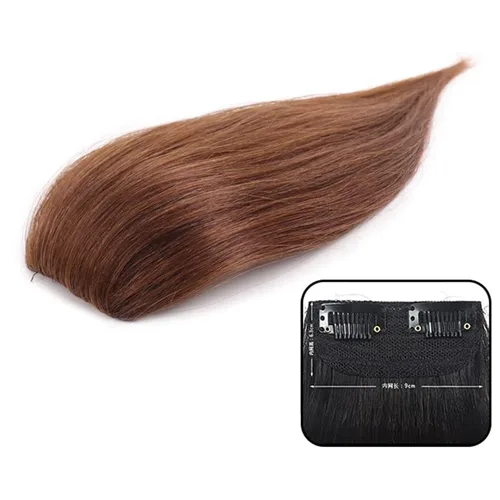 Vista 4 de Extensión de cabello sintético sin costuras con clip para cabello fino para mujeres, 7.9 in, marrón claro