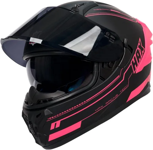 Vista 4 de HAX Obsidian Pro Full Face Dual Visor Adult Motorcycle Helmet for Motorbike Street Bike with Pinlock Ready DOT Approved