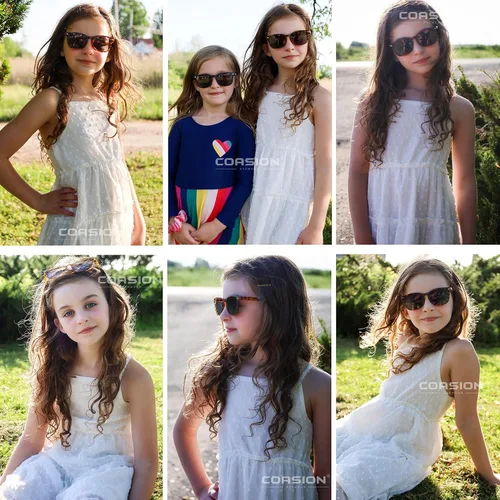 Vista 2 de COASION Lentes de sol polarizados para niños, protección UV 400, para niñas y niños, estilo retro clásico, para niños de 3 a 12 años