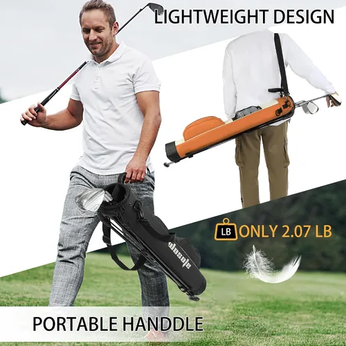 Vista 5 de wosofe Bolsa de golf ligera y pequeña bolsa de golf con doble correa, fácil de transportar con divisores de 2 vías, múltiples bolsillos, bolsa
