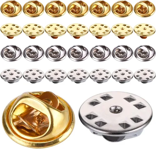 Vista 7 de Onwon 30 piezas de latón mariposa Cluth Insignia Insignia Embragues – No requiere herramientas, cierre de pasador de metal a granel, cierre de Dorado