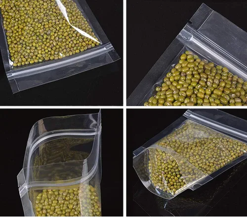 Vista 4 de Bolsa transparente de pie con cremallera, 100 bolsas de embalaje de 4.3 x 7.0 pulgadas, sellables con cierre de cremallera, para aperitivos