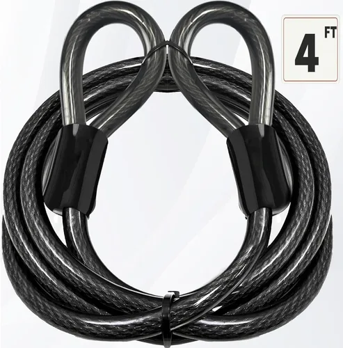 Vista 9 de EEBBL - Cable de seguridad comercial resistente de 4 pies, cable de acero trenzado de construcción de 1/2 pulgadas 7 x 19 con bucles dobles