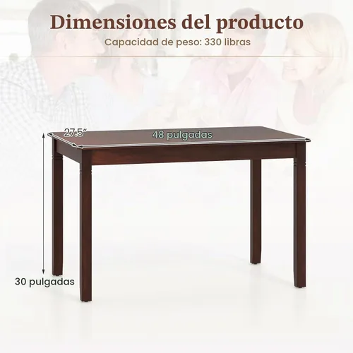 Vista 3 de GIANTEX - Mesa de comedor rectangular de 48 x 27.5 pulgadas con patas de madera, para espacios pequeños, apartamento, sala de estar, comedor, carga